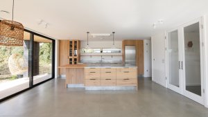 kitchen, open plan, black timber house, hapa, architects, uk, sussex