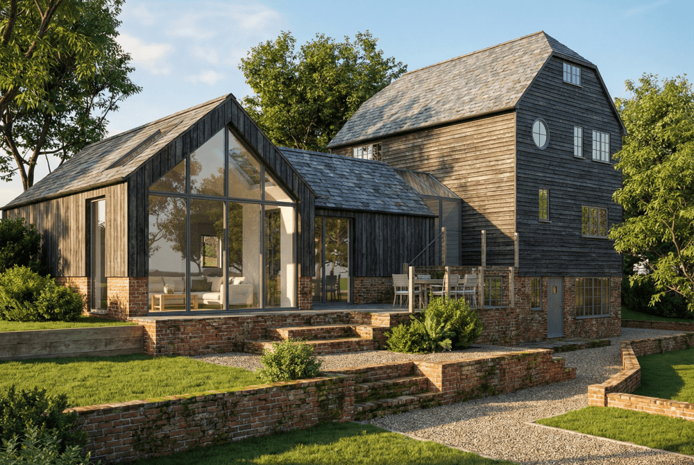 restoration, and extension of listed historic mill in sussex